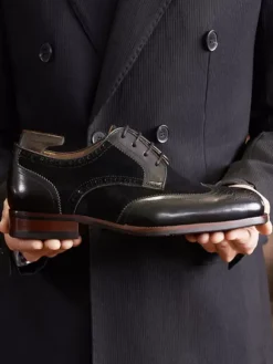 Dress Shoes For Men Quality Round Toe Leather Brogue Formal Wedding Shoes