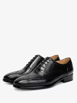 Dress Shoes For Men Quality Square Toe Leather Brogue Derby Formal Wedding Shoes