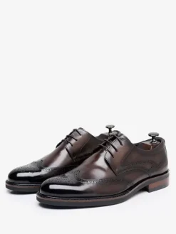 Dress Shoes For Men Square Toe Cowhide Brogue Formal Wedding Shoes