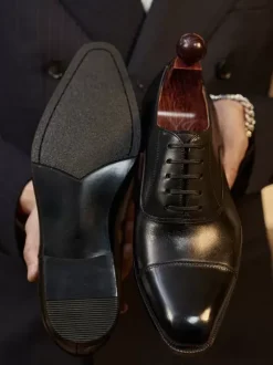 Dress Shoes For Men Stylish Pointed Toe Leather Prom Oxford Wedding Formal Shoes
