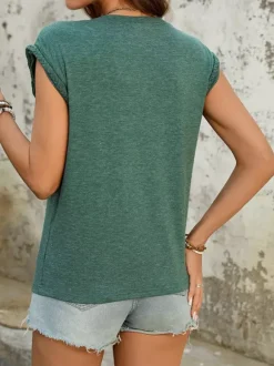 Dropped Shoulder T-shirt In Green Summer Top For Women 2026