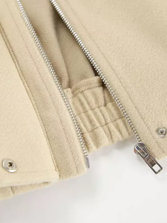 Dropped Shoulder Women's Bomber Jacket - Harrington Minimalist Zip Up Outerwear With Throat Latch - Casual Spring Outfits 2026