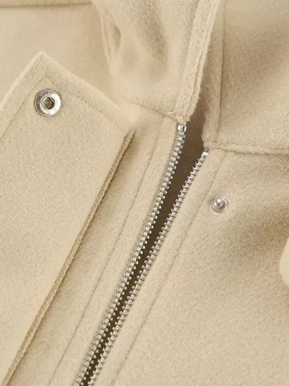 Dropped Shoulder Women's Bomber Jacket - Harrington Minimalist Zip Up Outerwear With Throat Latch - Casual Spring Outfits 2026