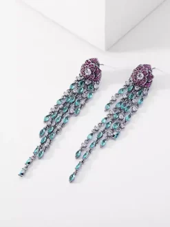 Earrings Black red Adult's Engagement Euro-Style Flower Jewelry
