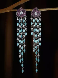 Earrings Black red Adult's Engagement Euro-Style Flower Jewelry