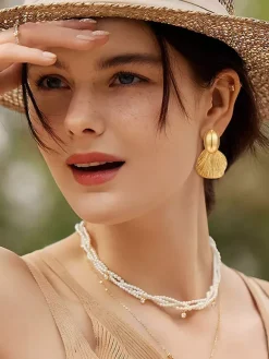 Earrings Gold Adult's Daily Casual Euro-Style Leaf Pattern Jewelry