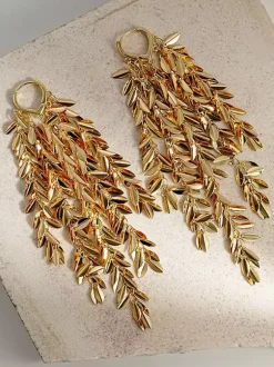 Earrings Gold Adult's Daily Casual Euro-Style Leaf Pattern Geometric Jewelry
