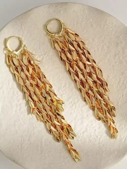 Earrings Gold Adult's Daily Casual Euro-Style Leaf Pattern Geometric Jewelry