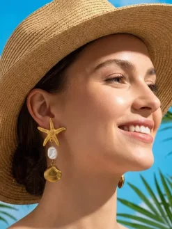 Earrings Gold Metal Adult's Daily Casual Baroque Style Starfish&Seashell Jewelry