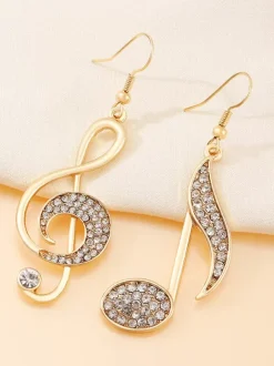 Earrings Musical Notes Rhinestone Chic Earrings