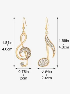 Earrings Musical Notes Rhinestone Chic Earrings