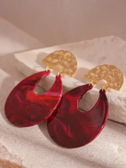Earrings Red Plastic Adult's Resort Wear Vintage Geometric Jewelry
