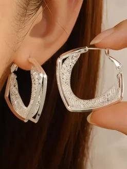 Earrings Silver Adult's Daily Casual Euro-Style Geometric Jewelry