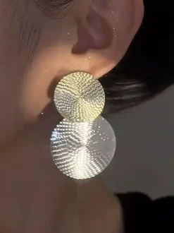 Earrings Split Color Adult's Daily Casual Euro-Style Geometric Round Jewelry