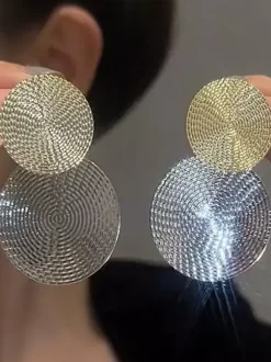 Earrings Split Color Adult's Daily Casual Euro-Style Geometric Round Jewelry
