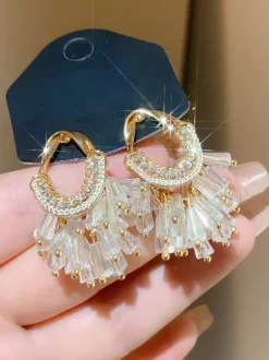 Earrings White Adult's Daily Casual Crystal Jewelry