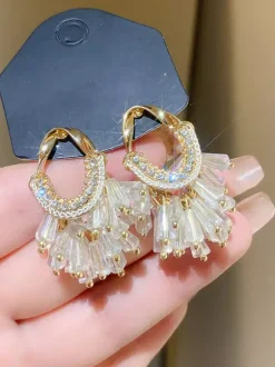 Earrings White Adult's Daily Casual Crystal Jewelry