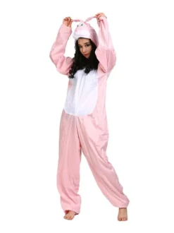 Easter Bunny Kigurumi Flannel Hare Rabbit Adult Winter Sleepwear Animal Costume Halloween onesie pajamas