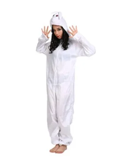 Easter Bunny Kigurumi Flannel Hare Rabbit Adult Winter Sleepwear Animal Costume Halloween onesie pajamas
