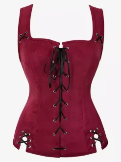 Ecru White Retro Tudor Dress Costumes Women's Polyester Top Top Retro Marie Antoinette Costume Vintage Clothing Burgundy