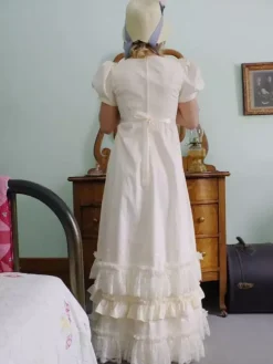 Ecru White Retro Tudor Dress Costumes Lace Polyester Dress Marie Antoinette Empire Waist Dress Costume Women Vintage Shift Party Prom Dress