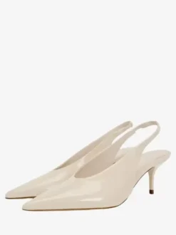 Ecru White Slingback Punos Women Pointed Toe Slip On Dress Shoes