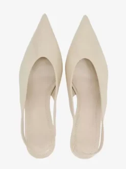 Ecru White Slingback Punos Women Pointed Toe Slip On Dress Shoes