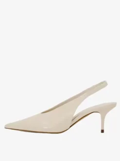 Ecru White Slingback Punos Women Pointed Toe Slip On Dress Shoes