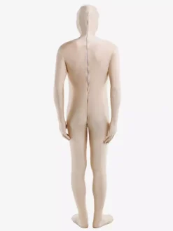 Ecru White Open Face Zentai Bodysuit Lycra Spandex Unisex Unicolor Costume Morphsuits