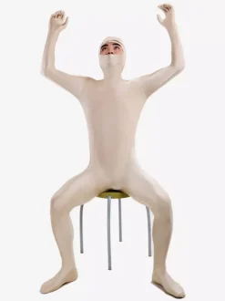 Ecru White Open Face Zentai Bodysuit Lycra Spandex Unisex Unicolor Costume Morphsuits