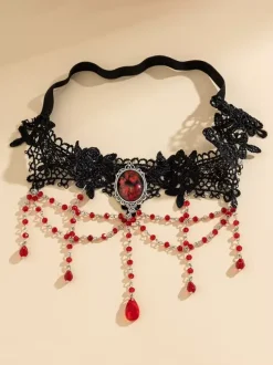 ed Crystal Teardrop Pendant Party Gothic Lace Leg Chain