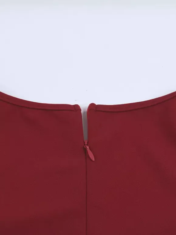 Elegant Burgundy Bodycon Dress For Women - Vintage Corset Waist Long Sleeve Long Dress - Spring Party Gown 2026