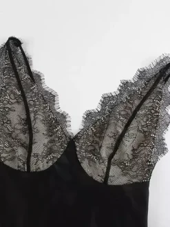 Elegant Lace V-Neck Slim Fit Slip Summer Long Dress For Women 2026