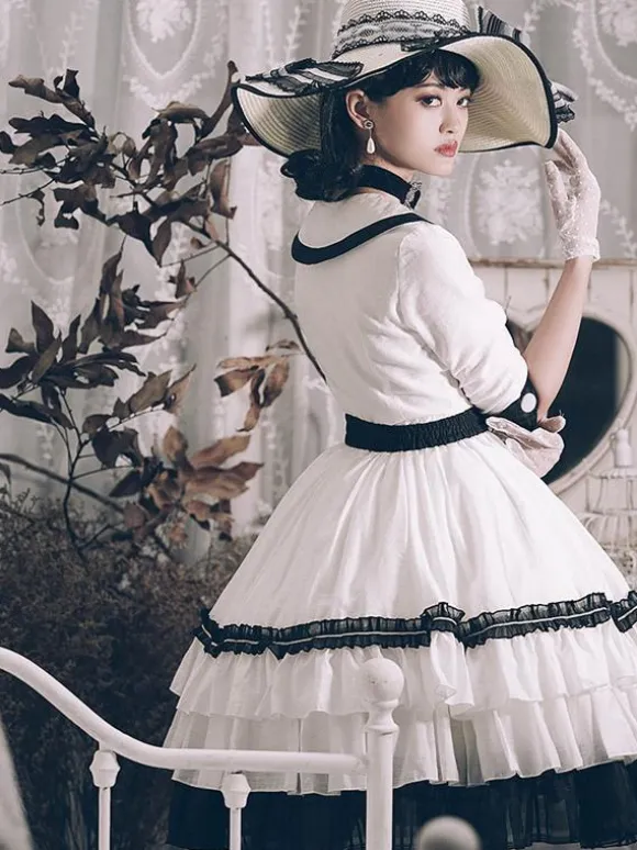 Elegant Lolita Dress Polyester 3/4 Length Sleeves Ruffles OP Dress Lolita Dress