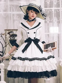 Elegant Lolita Dress Polyester 3/4 Length Sleeves Ruffles OP Dress Lolita Dress