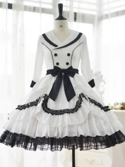 Elegant Lolita Dress Polyester 3/4 Length Sleeves Ruffles OP Dress Lolita Dress