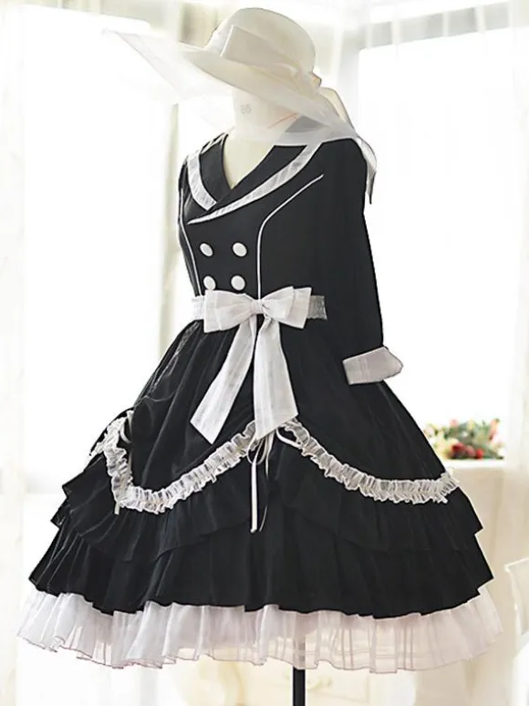 Elegant Lolita Dress Polyester 3/4 Length Sleeves Ruffles OP Dress Lolita Dress