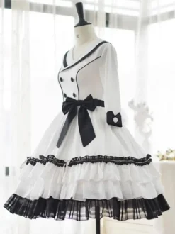 Elegant Lolita Dress Polyester 3/4 Length Sleeves Ruffles OP Dress Lolita Dress