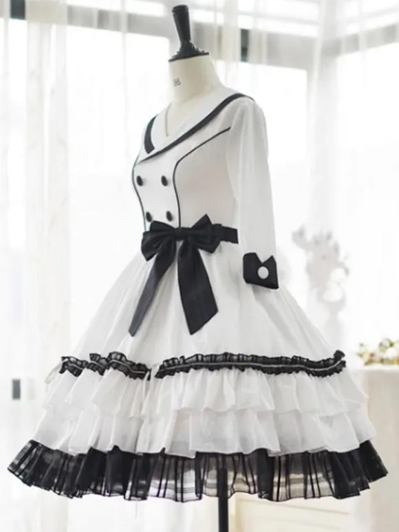 Elegant Lolita Dress Polyester 3/4 Length Sleeves Ruffles OP Dress Lolita Dress