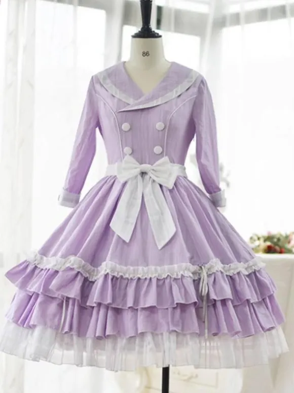 Elegant Lolita Dress Polyester 3/4 Length Sleeves Ruffles OP Dress Lolita Dress