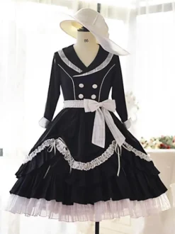 Elegant Lolita Dress Polyester 3/4 Length Sleeves Ruffles OP Dress Lolita Dress