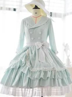 Elegant Lolita Dress Polyester 3/4 Length Sleeves Ruffles OP Dress Lolita Dress