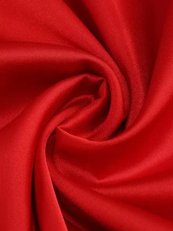 Elegant Rosette Maxi Evening Dress For Women - Red Satin Backless Bodycon Long Gown With 3D Flowers - Summer Prom Party 2026