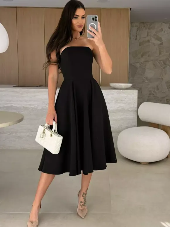 Elegant Strapless Dress High-Waist A-Line Party Dress For Women 2026
