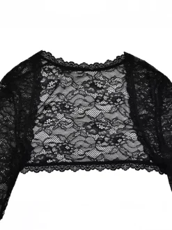 Elegant Black Floral Lace Shrug Maxi Dress Bodycon Evening Gown For Women 2026