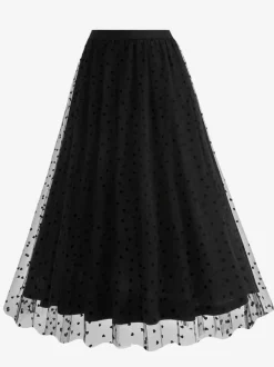 Elegant Heart Tulle Skirt For Women - Fluffy Mesh High Waisted A-Line Long Skirt - Spring Summer Party Wear 2026