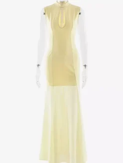 Elegant Keyhole Cutout High Neck Mermaid Maxi Dress For Women 2026