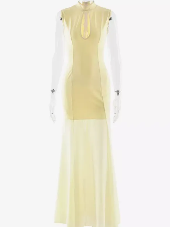 Elegant Keyhole Cutout High Neck Mermaid Maxi Dress For Women 2026