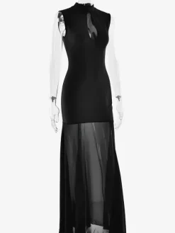 Elegant Keyhole Cutout High Neck Mermaid Maxi Dress For Women 2026