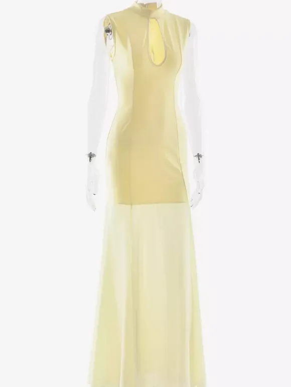 Elegant Keyhole Cutout High Neck Mermaid Maxi Dress For Women 2026